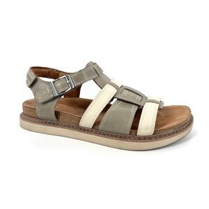 Clarks Artisan Fisherman Sandals Womens Size 10 Taupe Ivory Adjustable Straps
